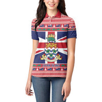 Cayman Islands Christmas Women Polo Shirt Coat Of Arms - Flag Style - Wonder Print Shop
