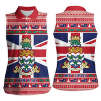 Cayman Islands Christmas Women Sleeveless Polo Shirt Coat Of Arms - Flag Style - Wonder Print Shop