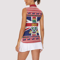 Cayman Islands Christmas Women Sleeveless Polo Shirt Coat Of Arms - Flag Style - Wonder Print Shop