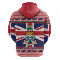 Cayman Islands Christmas Zip Hoodie Coat Of Arms - Flag Style - Wonder Print Shop