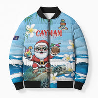 Cayman Islands Christmas Bomber Puffer Jacket Merry Xmas - Wonder Print Shop