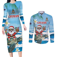 Cayman Islands Christmas Couples Matching Long Sleeve Bodycon Dress and Long Sleeve Button Shirt Merry Xmas - Wonder Print Shop