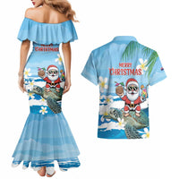 Cayman Islands Christmas Couples Matching Mermaid Dress and Hawaiian Shirt Merry Xmas - Wonder Print Shop