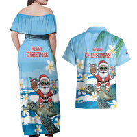 Cayman Islands Christmas Couples Matching Off Shoulder Maxi Dress and Hawaiian Shirt Merry Xmas - Wonder Print Shop
