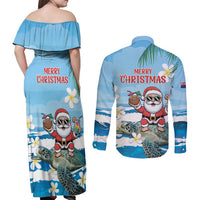 Cayman Islands Christmas Couples Matching Off Shoulder Maxi Dress and Long Sleeve Button Shirt Merry Xmas - Wonder Print Shop