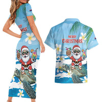 Cayman Islands Christmas Couples Matching Short Sleeve Bodycon Dress and Hawaiian Shirt Merry Xmas - Wonder Print Shop