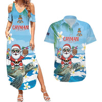 Cayman Islands Christmas Couples Matching Summer Maxi Dress and Hawaiian Shirt Merry Xmas - Wonder Print Shop
