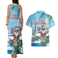 Cayman Islands Christmas Couples Matching Tank Maxi Dress and Hawaiian Shirt Merry Xmas - Wonder Print Shop