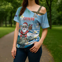 Cayman Islands Christmas Cross Shoulder Shirt Merry Xmas - Wonder Print Shop