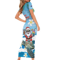 Cayman Islands Christmas Short Sleeve Bodycon Dress Merry Xmas - Wonder Print Shop