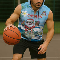 Cayman Islands Christmas Sleeveless Zip Hoodie Merry Xmas - Wonder Print Shop