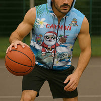 Cayman Islands Christmas Sleeveless Zip Hoodie Merry Xmas - Wonder Print Shop