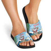 Cayman Islands Christmas Slide Sandals Merry Xmas - Wonder Print Shop