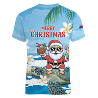 Cayman Islands Christmas Women V-Neck T-Shirt Merry Xmas - Wonder Print Shop