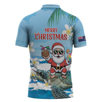 Cayman Islands Christmas Zipper Polo Shirt Merry Xmas - Wonder Print Shop
