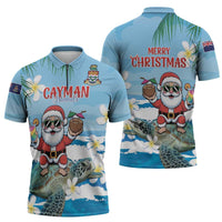 Cayman Islands Christmas Zipper Polo Shirt Merry Xmas - Wonder Print Shop