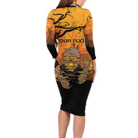 Personalized Halloween Egypt Mummy Family Matching Long Sleeve Bodycon Dress and Hawaiian Shirt Trick or Treat - Wonder Print Shop