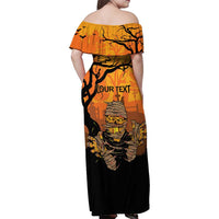 Personalized Halloween Egypt Mummy Family Matching Off Shoulder Maxi Dress and Hawaiian Shirt Trick or Treat - Wonder Print Shop