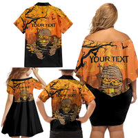 Personalized Halloween Egypt Mummy Family Matching Off Shoulder Short Dress and Hawaiian Shirt Trick or Treat - Wonder Print Shop