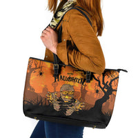 Halloween Egypt Mummy Leather Tote Bag Trick or Treat - Wonder Print Shop