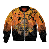 Personalized Halloween Egypt Mummy Sleeve Zip Bomber Jacket Trick or Treat - Wonder Print Shop