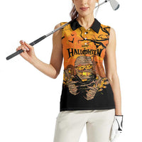 Personalized Halloween Egypt Mummy Women Sleeveless Polo Shirt Trick or Treat - Wonder Print Shop