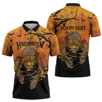 Personalized Halloween Egypt Mummy Zipper Polo Shirt Trick or Treat - Wonder Print Shop