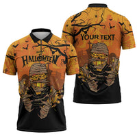 Personalized Halloween Egypt Mummy Zipper Polo Shirt Trick or Treat - Wonder Print Shop