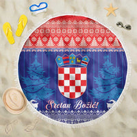 Croatia Christmas Beach Blanket Coat Of Arms Sretan Bozic - Wonder Print Shop