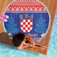 Croatia Christmas Beach Blanket Coat Of Arms Sretan Bozic - Wonder Print Shop