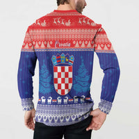 Croatia Christmas Button Sweatshirt Coat Of Arms Sretan Bozic - Wonder Print Shop