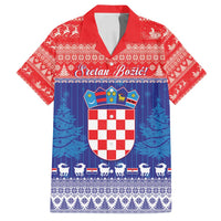 Croatia Christmas Family Matching Long Sleeve Bodycon Dress and Hawaiian Shirt Coat Of Arms Sretan Bozic - Wonder Print Shop