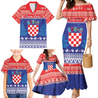 Croatia Christmas Family Matching Mermaid Dress and Hawaiian Shirt Coat Of Arms Sretan Bozic - Wonder Print Shop