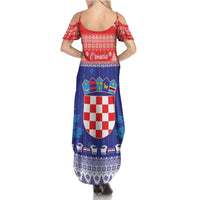 Croatia Christmas Family Matching Summer Maxi Dress and Hawaiian Shirt Coat Of Arms Sretan Bozic - Wonder Print Shop