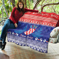 Croatia Christmas Quilt Coat Of Arms Sretan Bozic - Wonder Print Shop