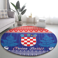 Croatia Christmas Round Carpet Coat Of Arms Sretan Bozic