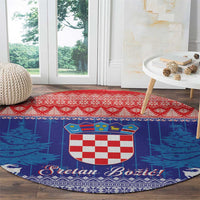 Croatia Christmas Round Carpet Coat Of Arms Sretan Bozic