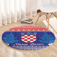 Croatia Christmas Round Carpet Coat Of Arms Sretan Bozic