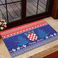 Croatia Christmas Rubber Doormat Coat Of Arms Sretan Bozic - Wonder Print Shop