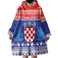 Croatia Christmas Wearable Blanket Hoodie Coat Of Arms Sretan Bozic - Wonder Print Shop