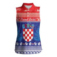 Croatia Christmas Women Sleeveless Polo Shirt Coat Of Arms Sretan Bozic - Wonder Print Shop