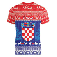 Croatia Christmas Women V-Neck T-Shirt Coat Of Arms Sretan Bozic - Wonder Print Shop