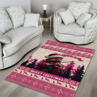 Croatia Christmas Area Rug Pine Marten Playing Violin - Dark Pink Color - Wonder Print Shop