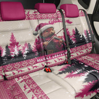 Croatia Christmas Back Car Seat Cover Pine Marten Playing Violin - Dark Pink Color - Wonder Print Shop
