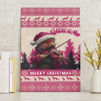 Croatia Christmas Canvas Wall Art Pine Marten Playing Violin - Dark Pink Color - Wonder Print Shop