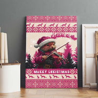 Croatia Christmas Canvas Wall Art Pine Marten Playing Violin - Dark Pink Color - Wonder Print Shop