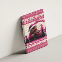 Croatia Christmas Canvas Wall Art Pine Marten Playing Violin - Dark Pink Color - Wonder Print Shop