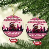 Croatia Christmas Ceramic Ornament Pine Marten Playing Violin - Dark Pink Color - Wonder Print Shop