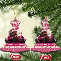 Croatia Christmas Ceramic Ornament Pine Marten Playing Violin - Dark Pink Color - Wonder Print Shop