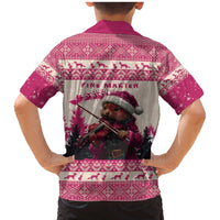 Croatia Christmas Family Matching Mermaid Dress and Hawaiian Shirt Pine Marten Playing Violin - Dark Pink Color - Wonder Print Shop